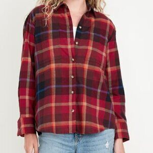 Flannel Boyfriend Button-Down Shirt - XXL
